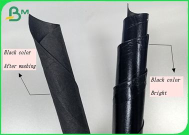 幅150cm×110yard繊維0.55mmの黒い色のハンド・バッグのための洗濯できるクラフト紙